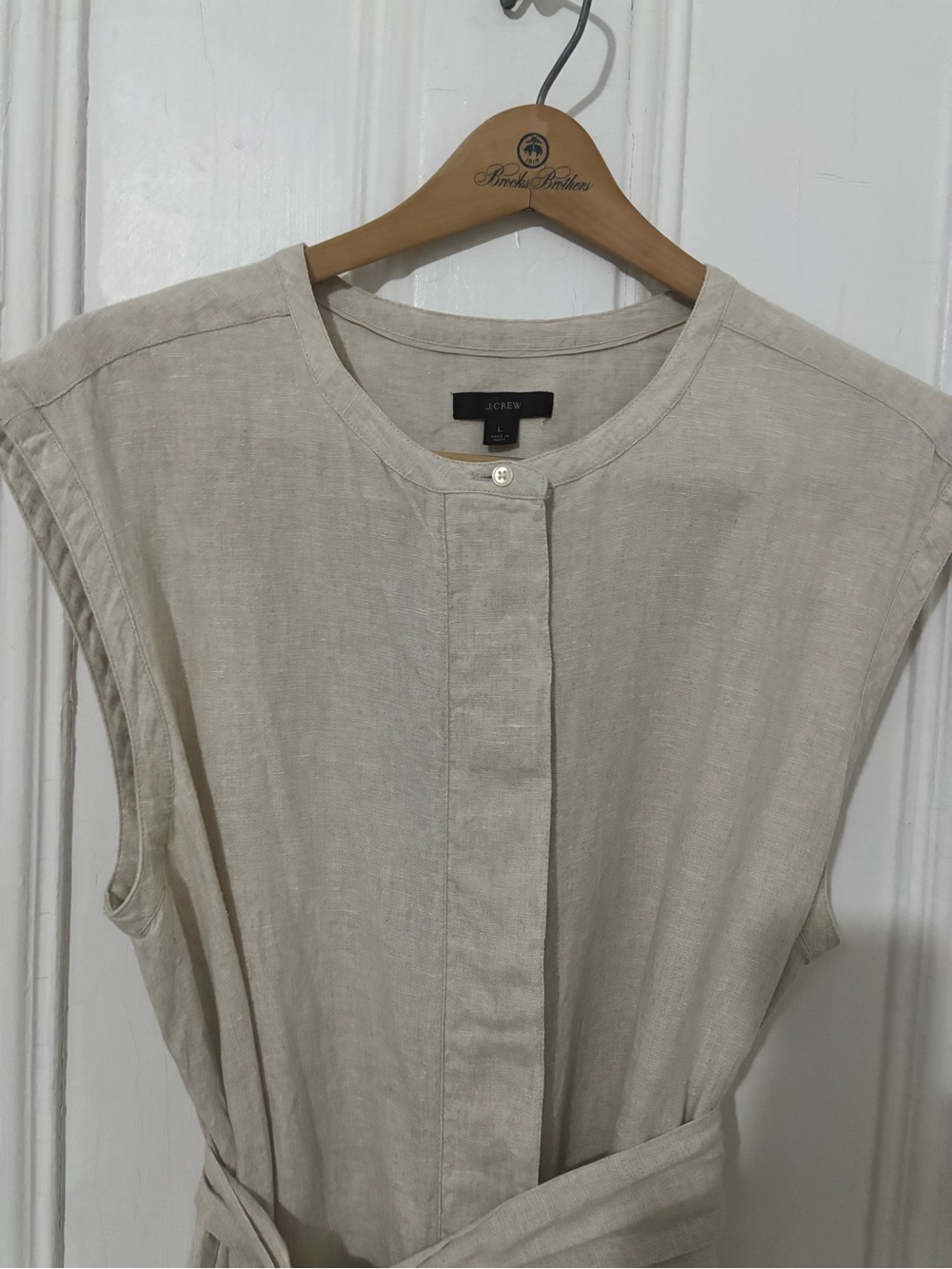 J. Crew Sleeveless Tie-Waist Linen Midi Dress - Cream - Picture 5 of 8